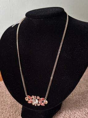 Givenchy Elegant Pink Crystal Flower Pendant Necklace